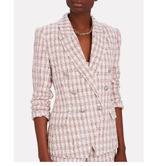 Images L'AGENCE Kenzie Double-Breasted Tweed Blazer and Shorts set US Small - Picture 3 of 12